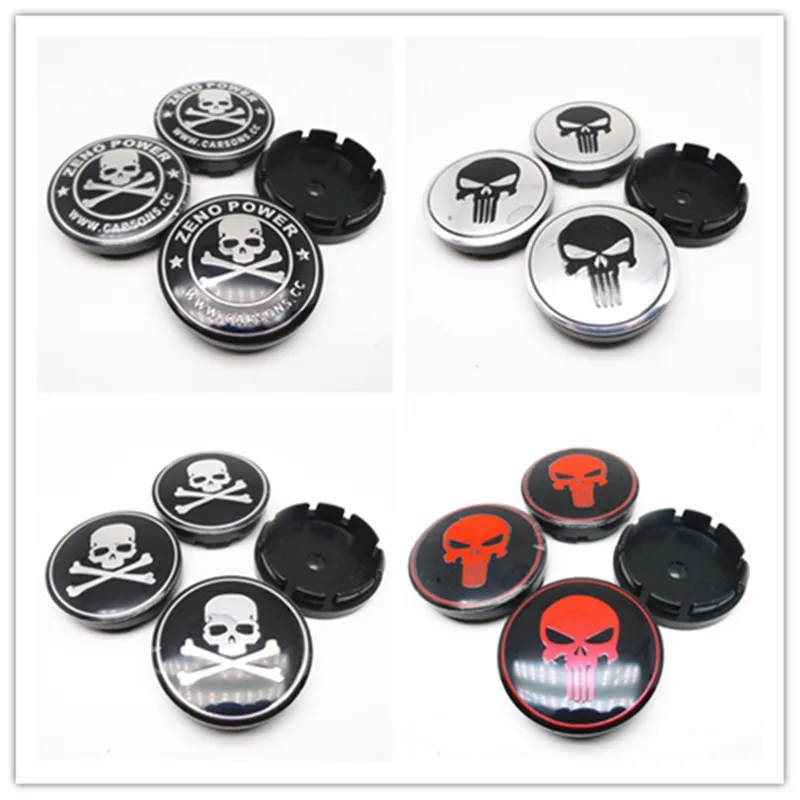 1pc 56mm Car Wheel Center Caps Hub Skull Zono Power Emblem B