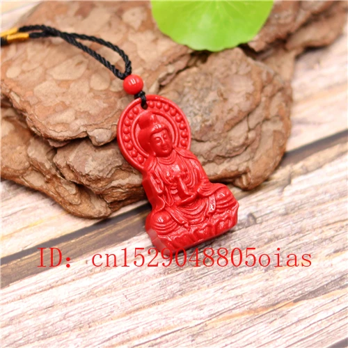 Ожерелье с подвеской Guanyin китайские натуральные красные подвески буддизм амулет