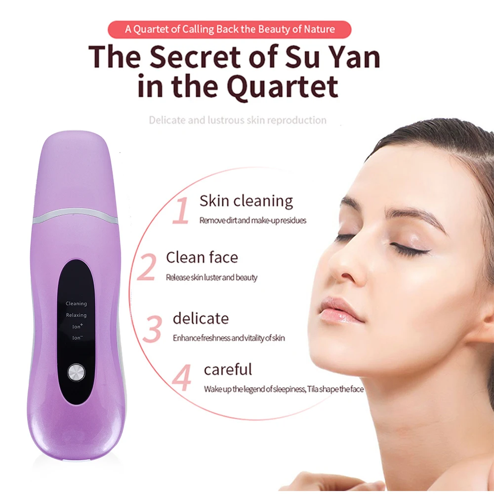 

Ultrasonic Skin Scrubber Facial Cleaner Ion Acne Blackhead Remover Peeling Shovel Facial Massager+Face Steamer Cleaning Machine