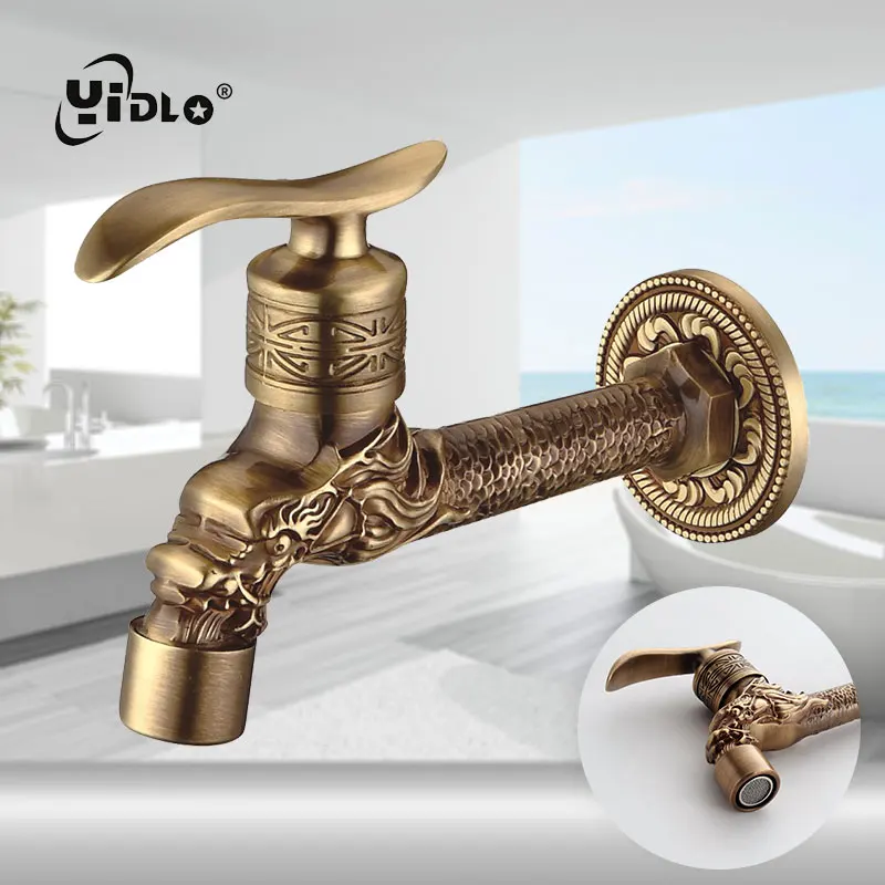 Роскошный античный латунный декоративный открытый кран садовый Стиральная