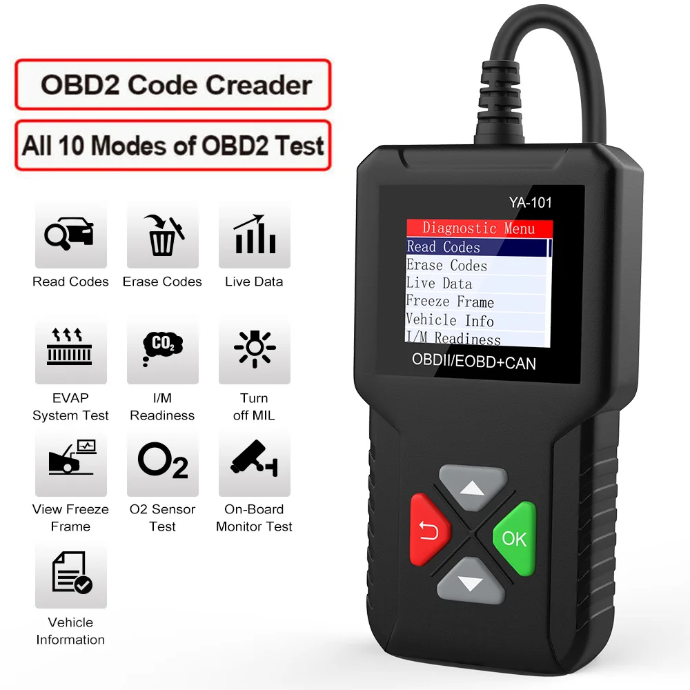 Сканер диагностический YA101 OBD 2 профессиональный Автомобильный сканер для