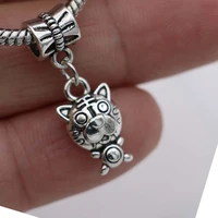 5pcs silver plated tiger charm beads fit pandora european bracelets jewelry making findings accessories diy
