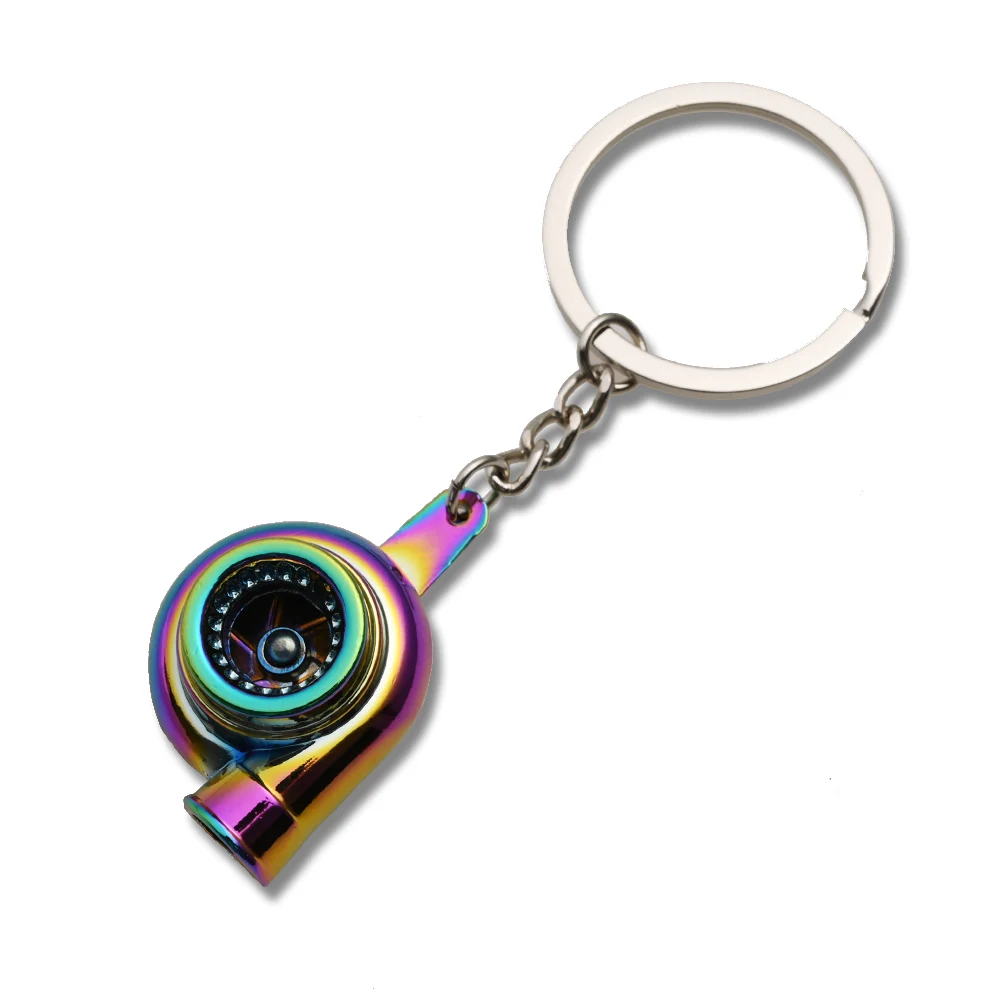 

Car Wheel Rim Tyre Whistle Sound Metal Key Chain Silver Turbocharger Keychain Key Ring with Brake Discs Auto Car Accessories