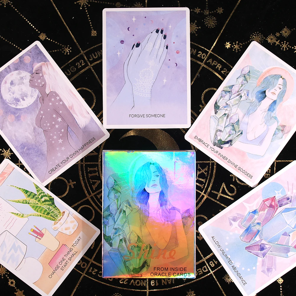 

High Quality Shine Tarot Cards Full English For Guidance Divination Fate Tarot Deck Board Games For Friends Party44Sheets/Box