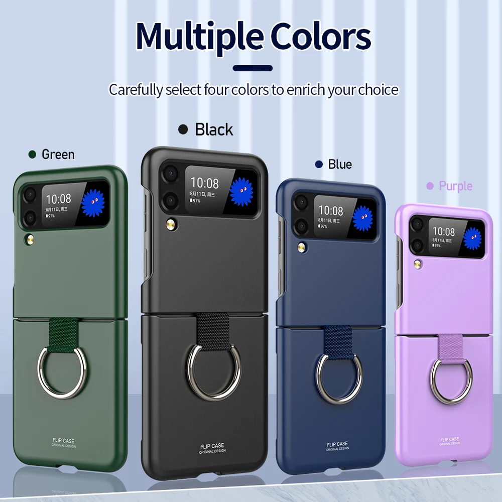 

For Samsung Galaxy Z flip 3 case ultra thin fashion for Samsung Z flip3 zflip3 frosted hand folding protective case with ring
