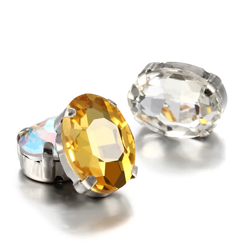 Блестящий светлый топаз 13x18 мм овальные камни для пришивания стразы со стразами