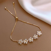60 dropshippingchain jewelry gift exquisite decoration women golden five flowers bracelet for daily