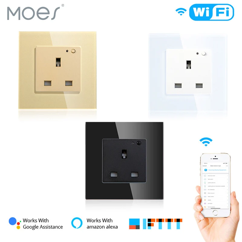 UK WiFi умная настенная розетка 13A стеклянная панель Smart Life/Tuya APP дистанционное