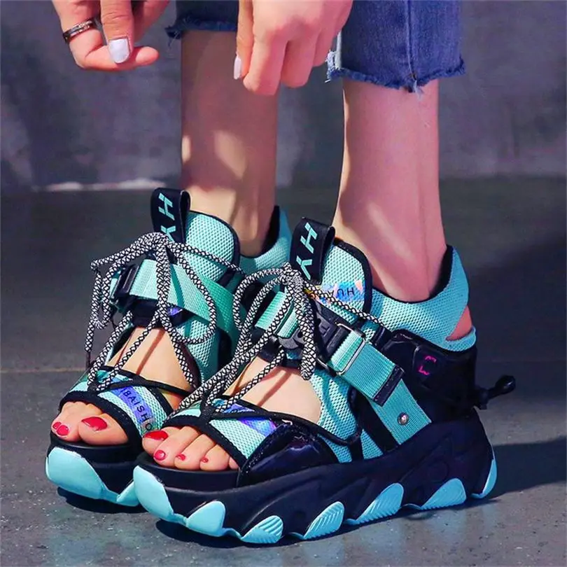 

Women's Patent Leather Gladiator Sandals Platform Wedge Fashion Sneakers High Heels Chunky Strap Buckle Ankle Boots