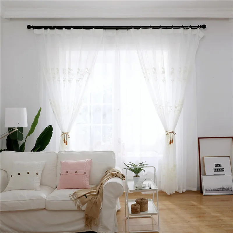 Вышитая богатая бамбуковая Цветочная кружевная вуаль занавеска занавес комнаты