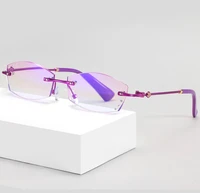 luxury diamond cut reading glasses women rimless purplered frame delicate design fashion anti blu anti fatigue 1 1 5 2 to 4