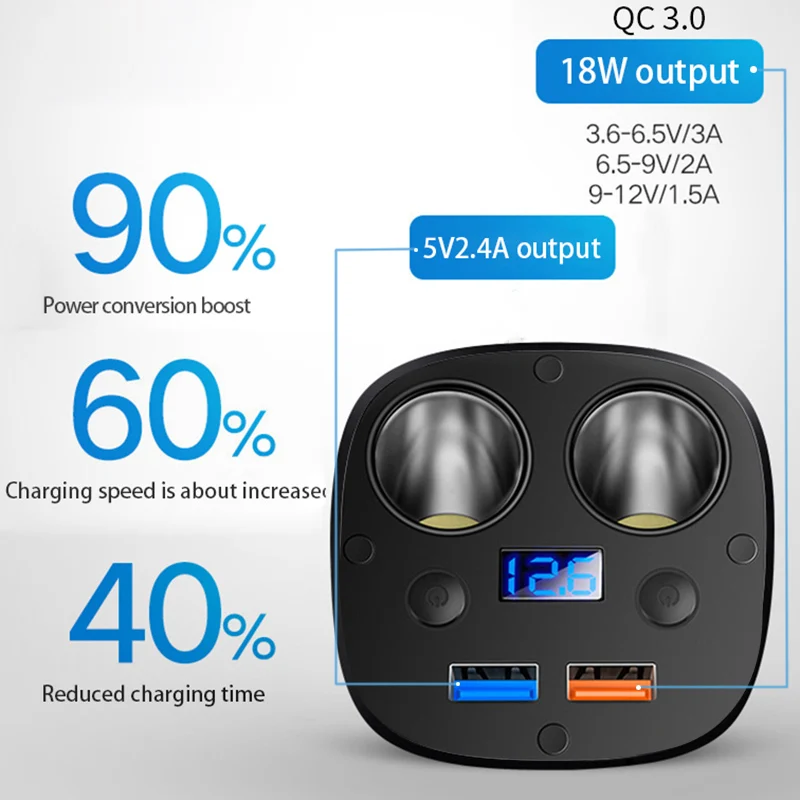 Машинная Зажигалка для сигарет с 2 портами (стандарт 12V 24V выключатель зарядка