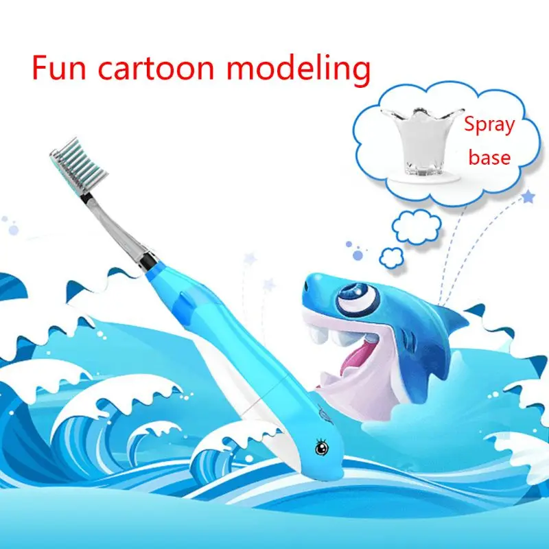SEAGO звуковая зубная щетка электрическая щетка Водонепроницаемая музыкальная форма дельфина светодиодный свет 2 минуты напоминание о стоматологическом уходе EK7 3 головки