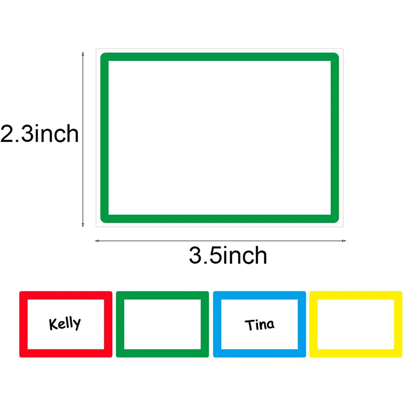 150 шт красочные (красный желтый синий зеленый) этикетки с именными ярлыками