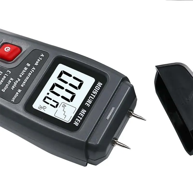 

EMT01 Two Pins Digital Wood Moisture Meter 0-99.9% Wood Humidity Tester Timber Damp Detector with Large LCD Display