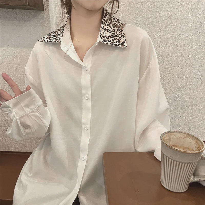 

Блузка женская с длинным рукавом и леопардовым принтом, на осень