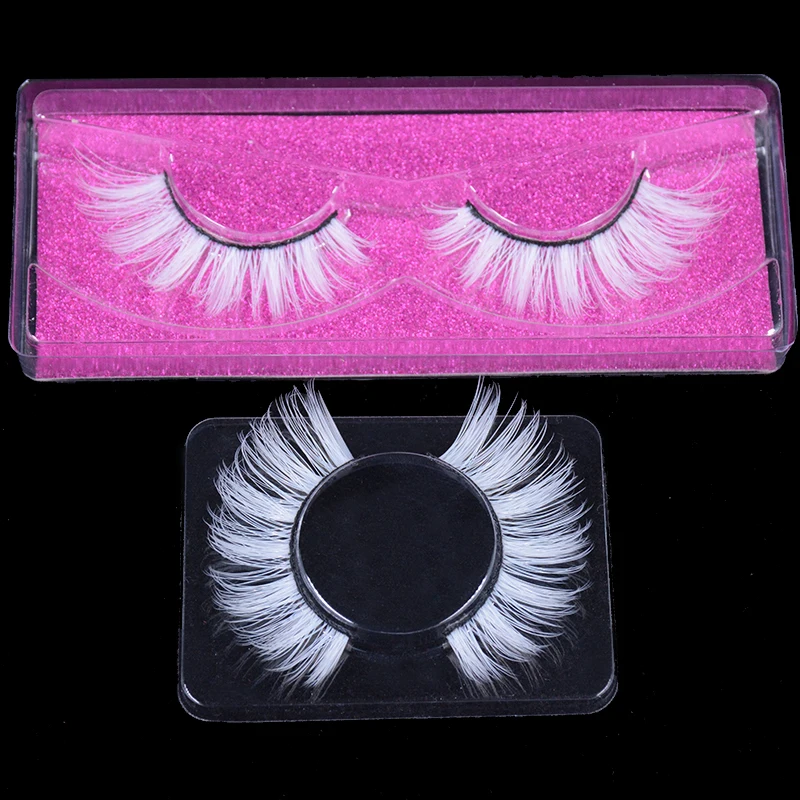 Ресницы из искусственной норки белоснежные разноцветные объемные мягкие