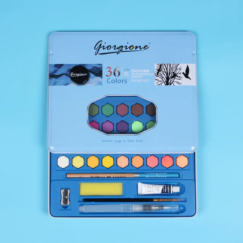 Высокое качество 48 цветов портативный дорожный твердый пигмент набор