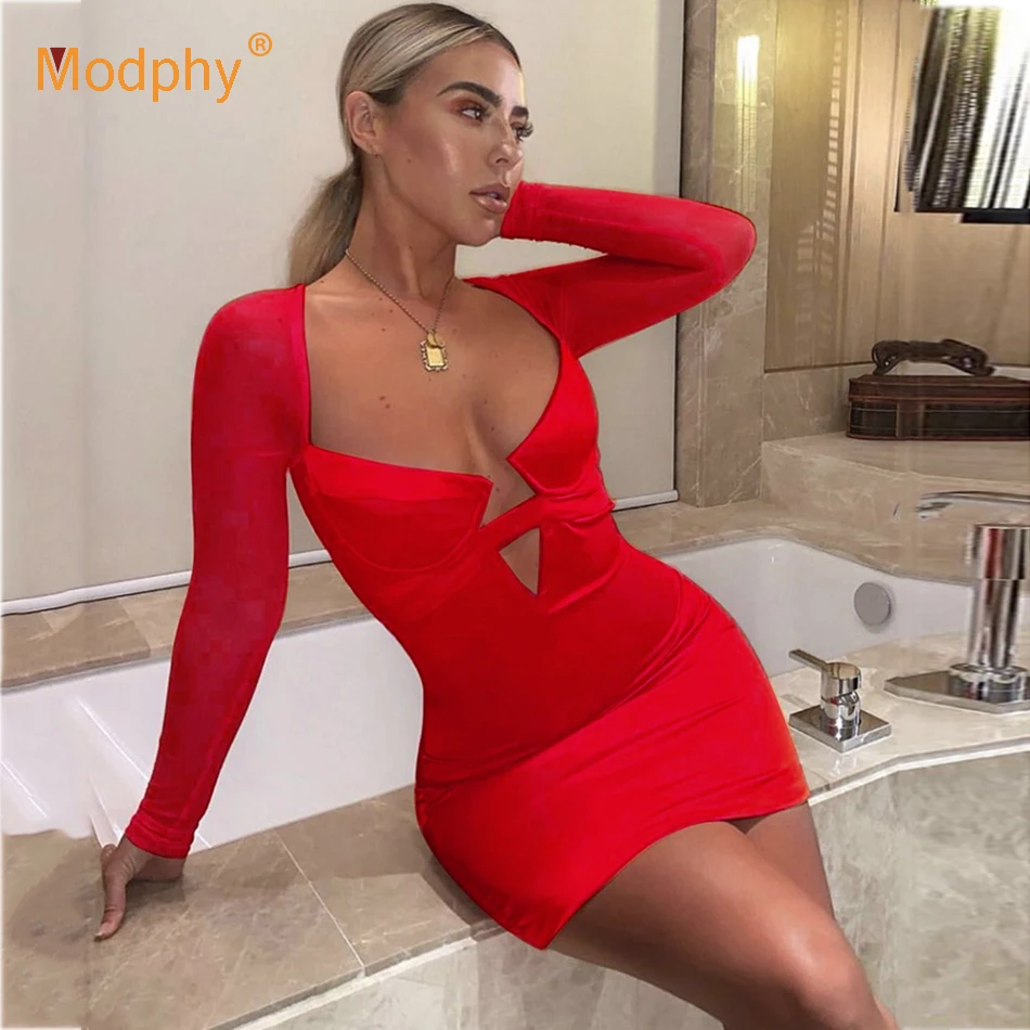 

2020 New Women Bandage Dress Vestodos Sexy Backless V-neck Hollow Bodycon Mini Dress Celebrity Club Evening Party Dress Vestodos