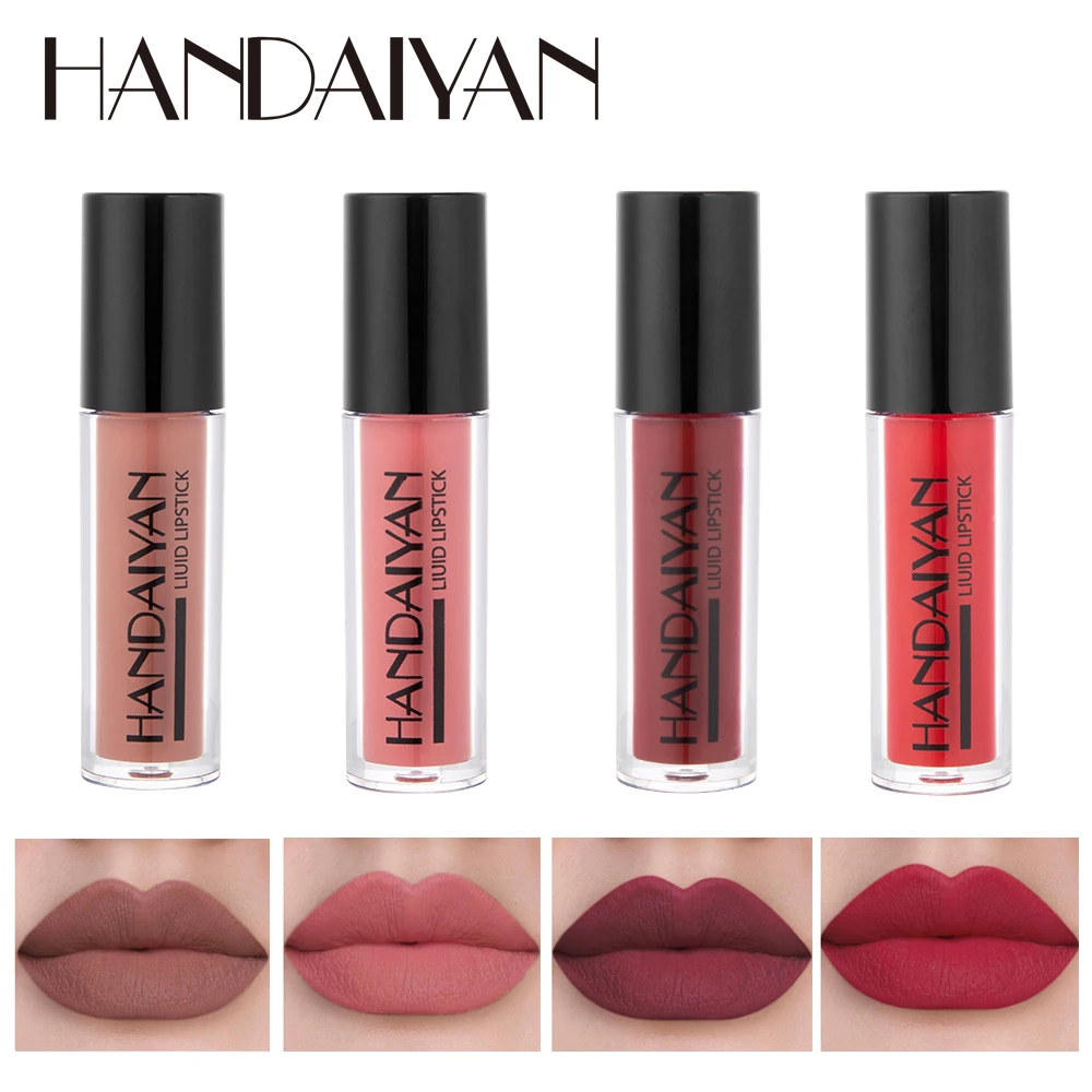 

4PCS/Gift Box Lip Gloss Natural Moisturizing Waterproof Velvet Lipstick Non-stick Cup Lasting Non-fading Matte Liquid Lip Glaze
