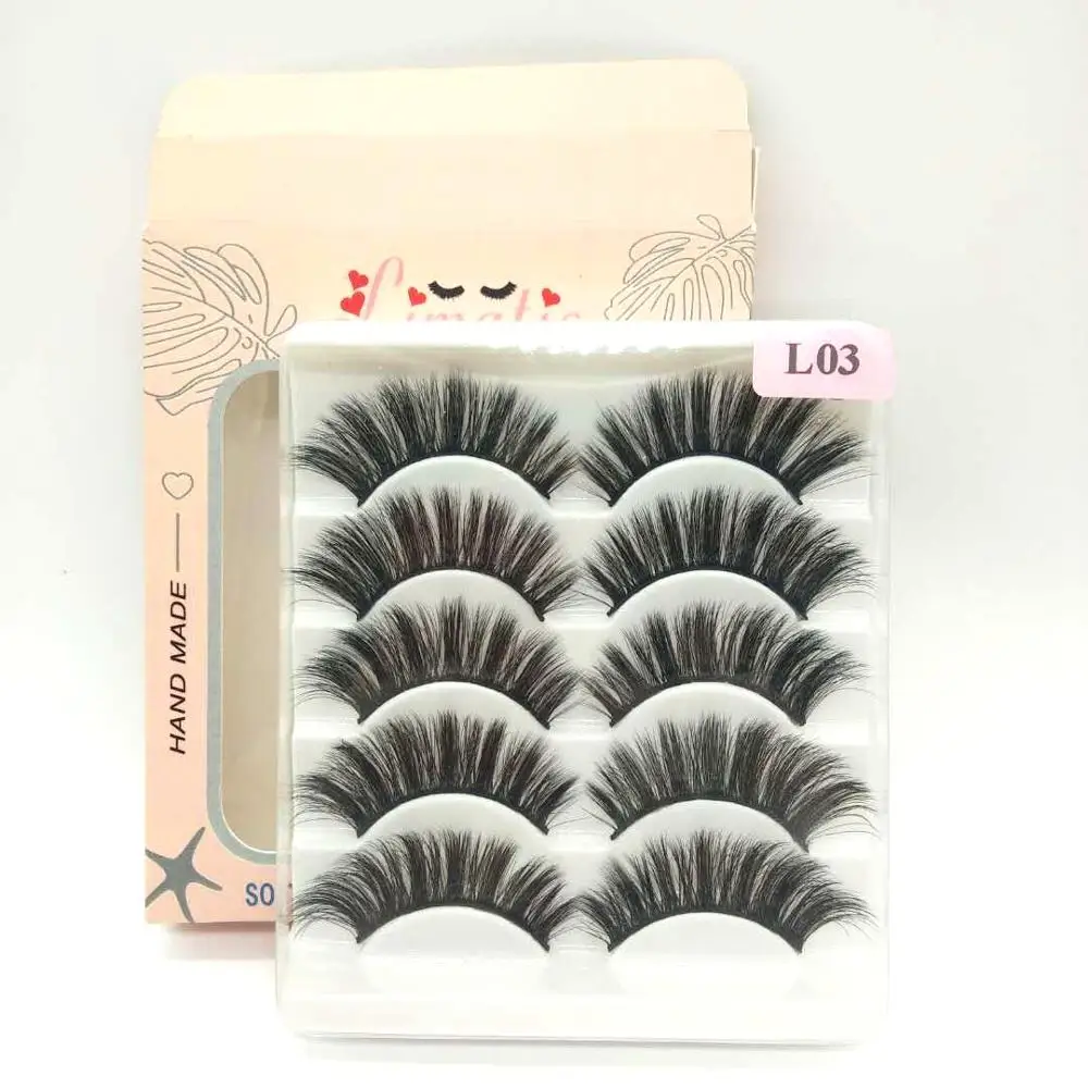 5 пар 3D Искусственные норковые ресницы инструменты для макияжа ручная работа