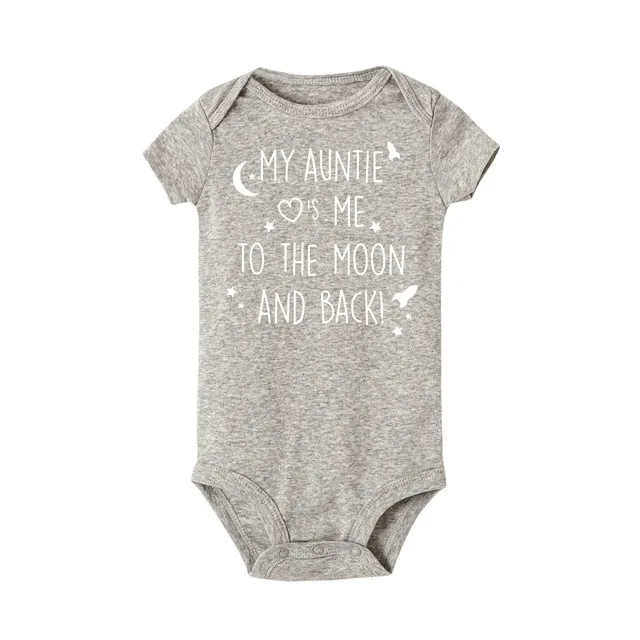 Baby Boys Girls My Aunt Love Me to the Moon and Back New Sweet Romper Letter Print Short Sleeve Clothes Outfit Onesie | Мать и ребенок