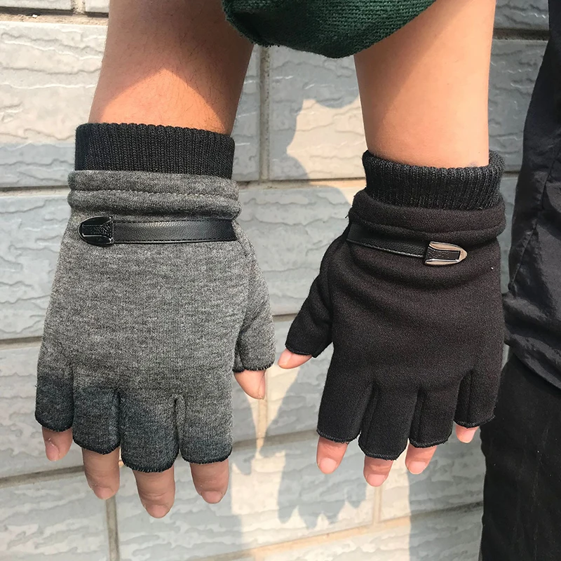 Перчатки мужские без пальцев замшевые эластичные митенки для вождения уличные