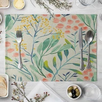 multicolor leaves flower placemat tableware pad oil water resistant heat insulation non slip tablemat coaster for kitchen