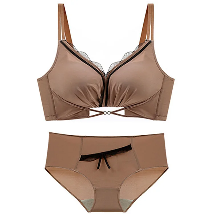 

Sexy Bra Panties Set Women Seamless Bra Padded Bralette Lingerie Lace Briefs Fashion One-piece Underwear Female Intimates 2020