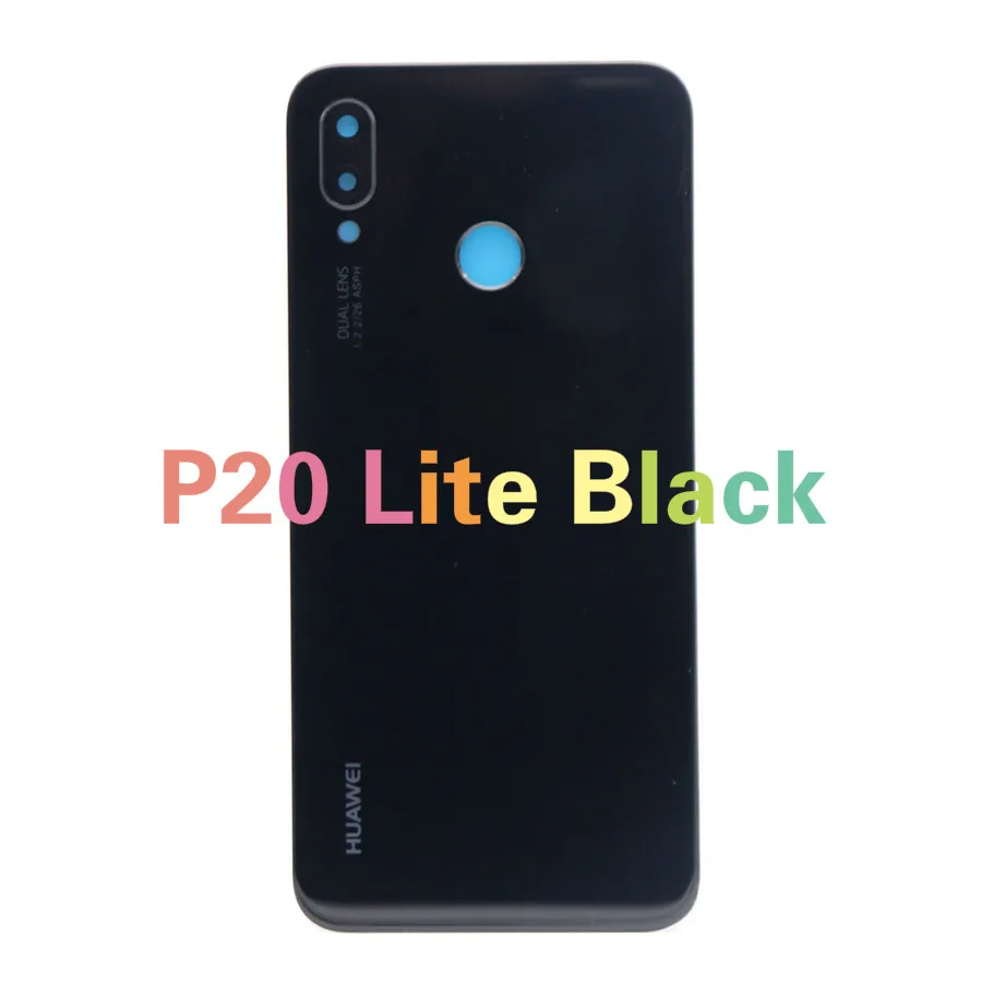 Для huawei P20 Pro крышка батареи Задняя стеклянная Задняя Дверь Корпус чехол панель+ объектив камеры для huawei P20 Lite крышка батареи Nova 3e - Цвет: P20 Lite Black