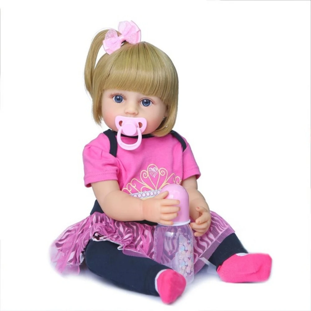 

bebes 55CM original authentic designed reborn baby girl doll toddler princess high quality full body soft silicone doll bath toy