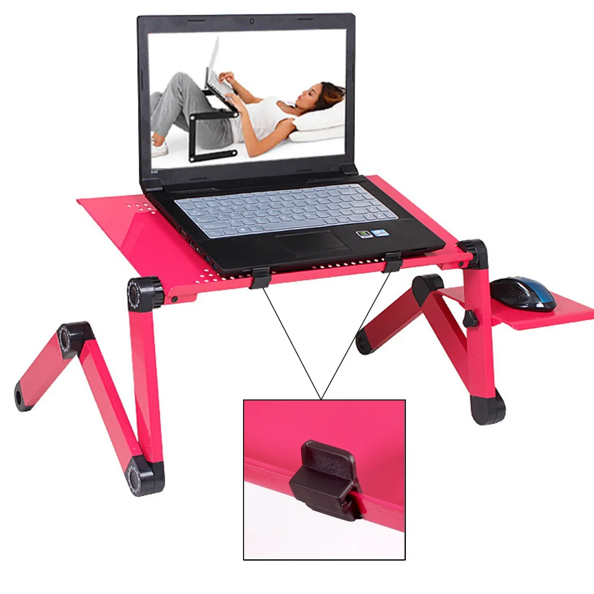 

Стол для ноутбука Регулируемый, портативный складной столик-поднос для ноутбука до 17 дюймов, с охлаждающим вентилятором и ковриком для мыши