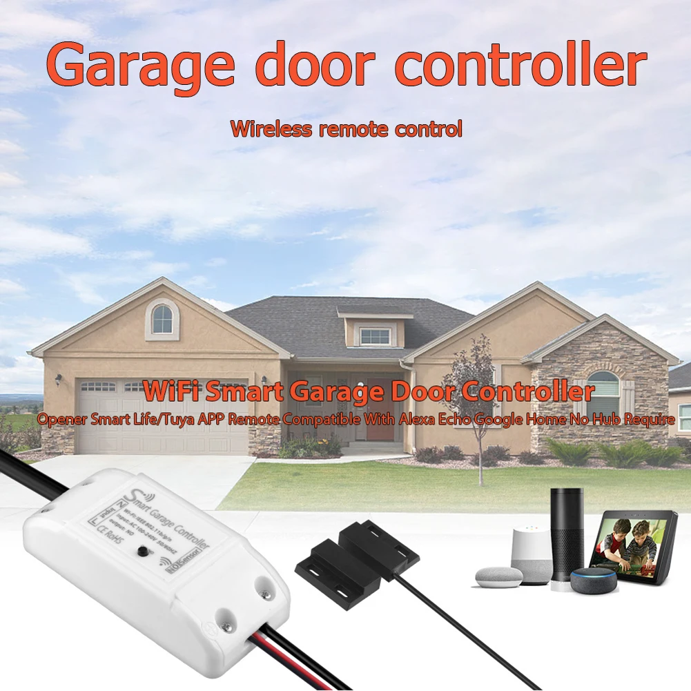 

SMARSECUR WiFi Smart Garage Door Controller Opener Smart Life/Tuya APP Remote Compatible With Alexa Echo Google Home/Siri