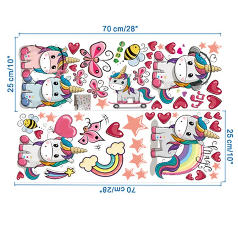 Наклейки на стену с изображением пчелы Единорога милые животные настенные