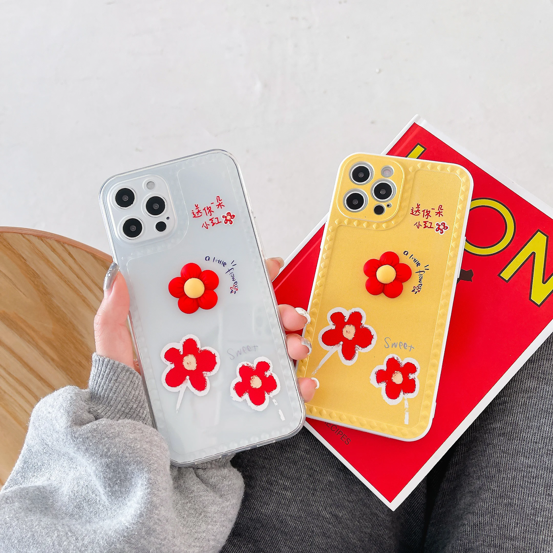 

Give you a red flower golden diamond cube for iphone 12 pro mobile phone case 11 7 8 plus X XS Max Xr mini protective case