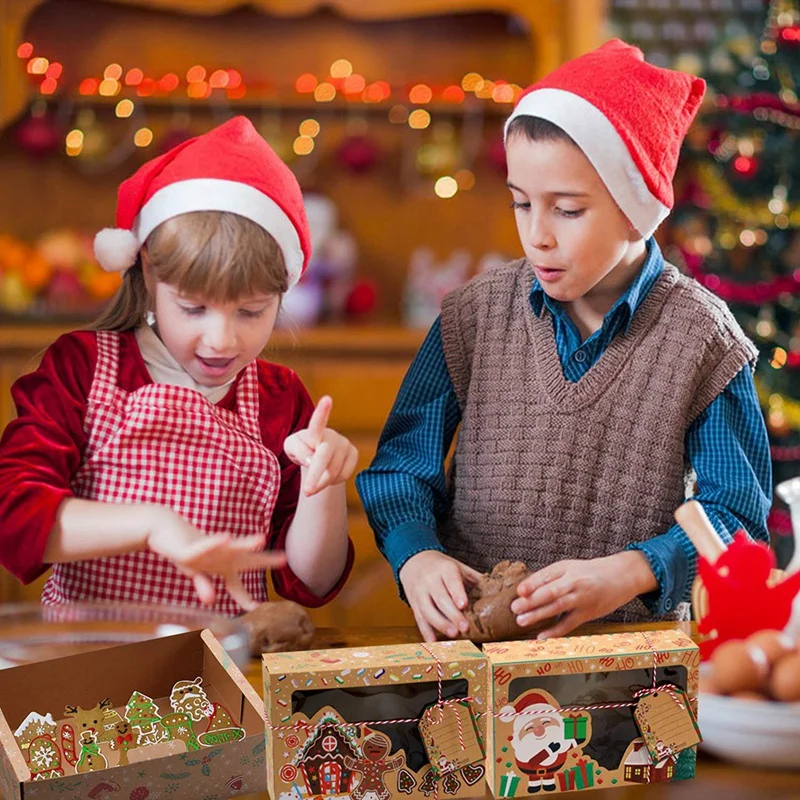 

Christmas Cookie Gift Boxes, Candies and Given Gift Boxes, Kraft Boxes with Gift Tags and Ribbons(15Pcs)