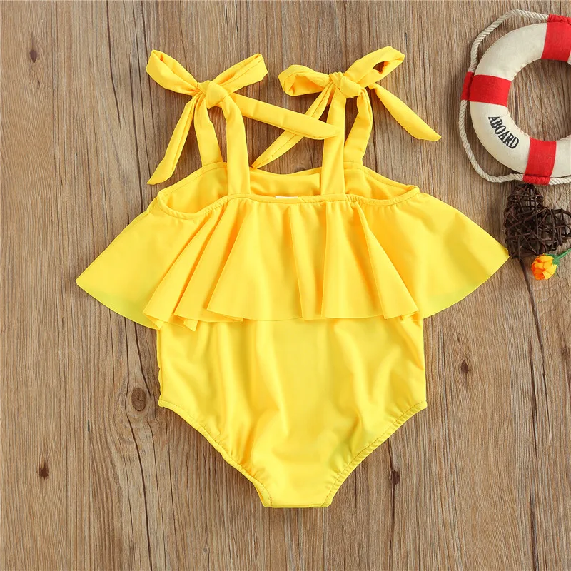 Купальник От 1 до 5 лет для девочек однотонный бандажный купальник пляжная одежда