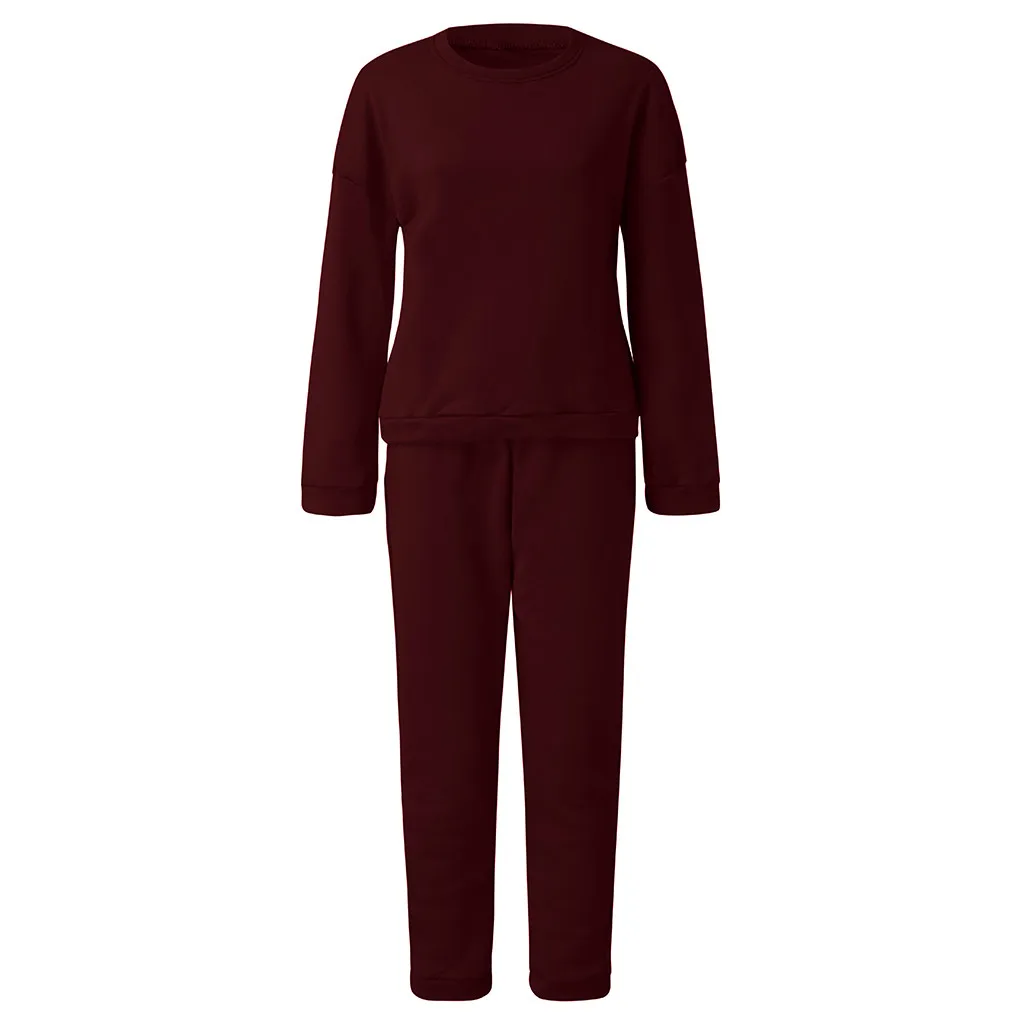 

Two Piece Set 2020 Autumn Winter Tracksuit Fashion Women Casuallong Sleeve Pullove Sport Tops+long Pants Solid Comfortable Set