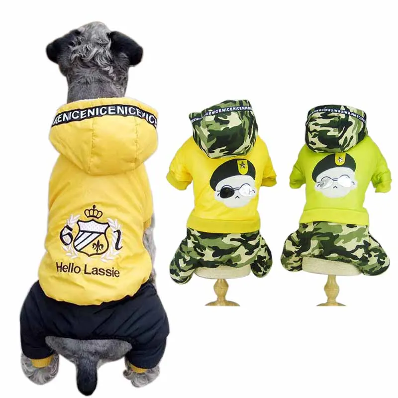 Камуфляжный комбинезон для собаки зимний пуховик теплое пальто одежда маленьких