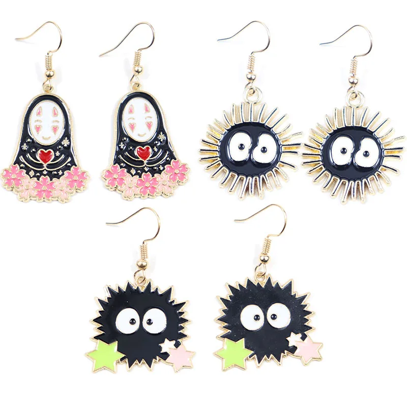 

Anime Spirited Away No Face Man Earrings Cartoon Fairydust Ghost Drop Earring Alloy Totoro Stud Earrings Jewelry Gifts