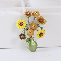 retro sun flower brooch custom sunflower rhinestone corsage brooches for bag clothes coat sweater lapel jewelry gifts for lovers