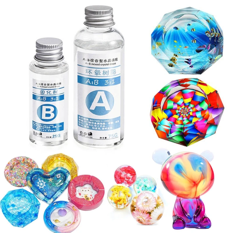 

1 Set Clear Epoxy Resin High Adhesive 3:1 Ratio AB Crystal Resin Coating Casting Transparent Resin Crafts Jewelry Making