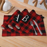 christmas placemats red plaid linen pad for dining table mat place mats cloth placemats for table home kitchen accessories