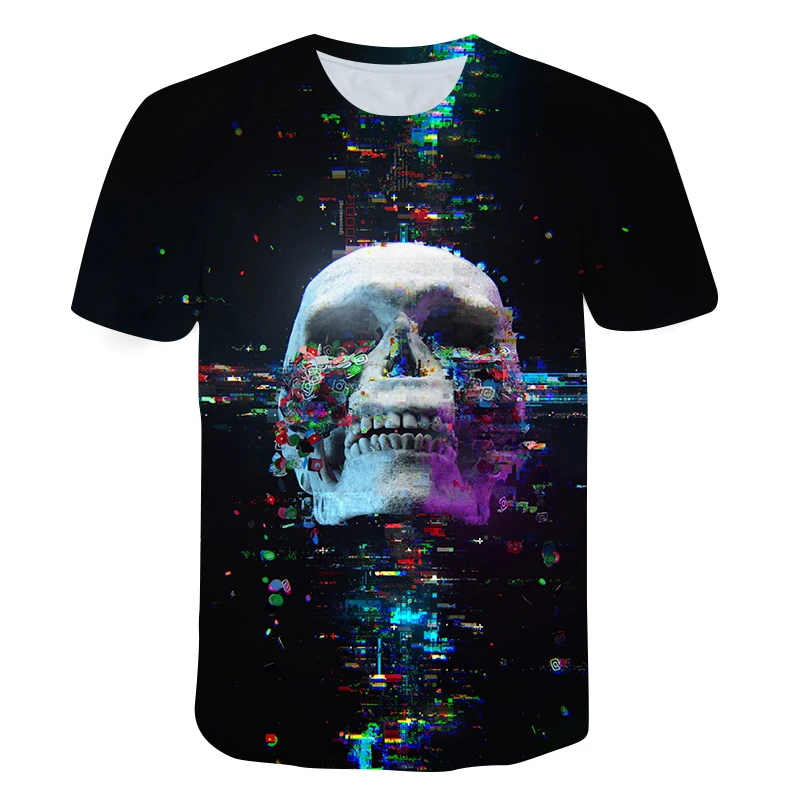 

Men Clothes 2022 New Mens Summer Skull Print Men Short Sleeve T-shirt 3D Print Oversized t Shirt Casual Breathable Funny t shirt