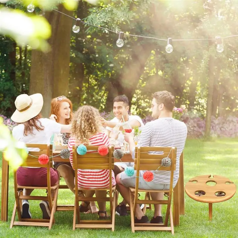 

Wine Table Portable Picnic Table Beach Wine Glass Rack Wooden Picnic Table for Home Outdoor Camping Seaside Holiday