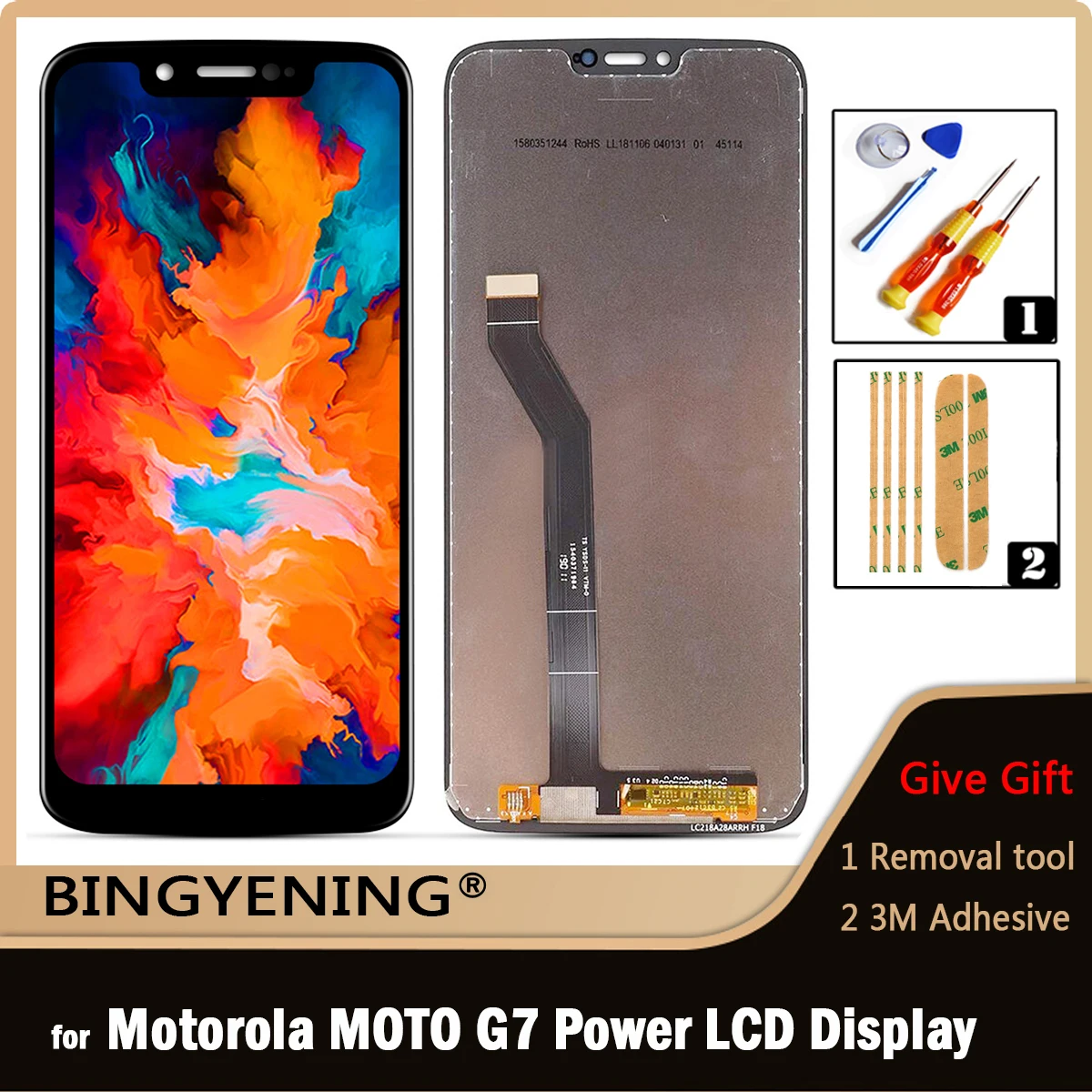 Для Motorola Moto G7 Power (155 мм фотоэлемент) (157 мм фотоэлемент) Полный ЖК-дисплей с сенсорным дигитайзером в сборе, замена