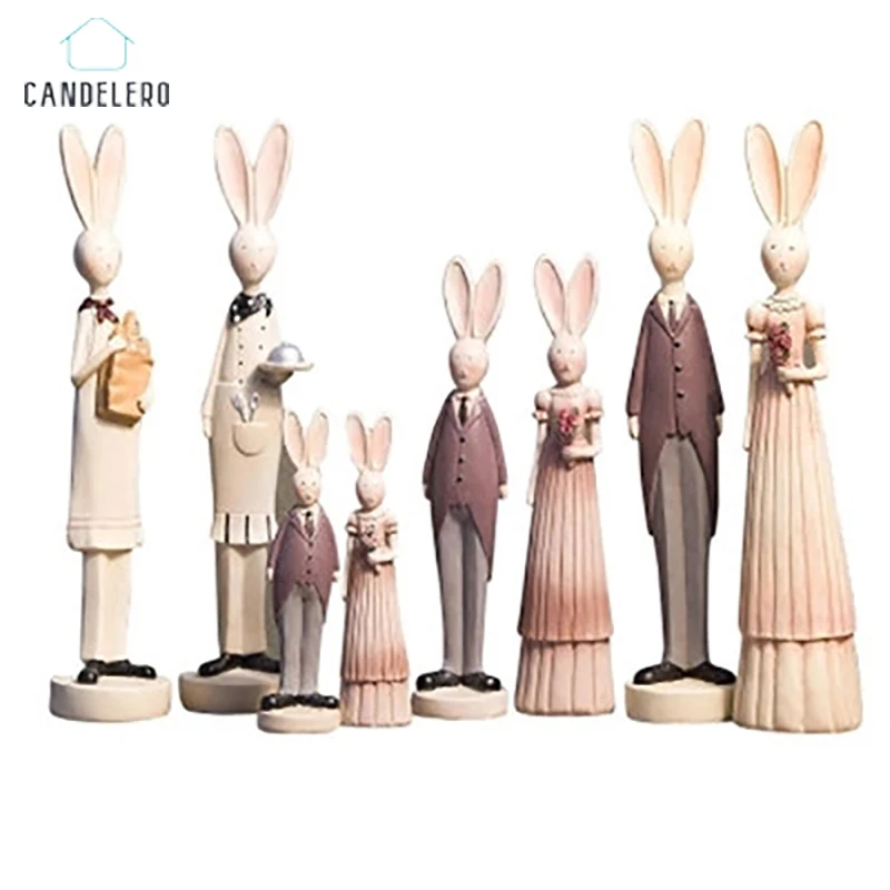 

Figurines For Interior Statue Couple Rabbit Resin Statue Resin Ornaments For Home Wedding Art Craft Girl Gift Sculpture House