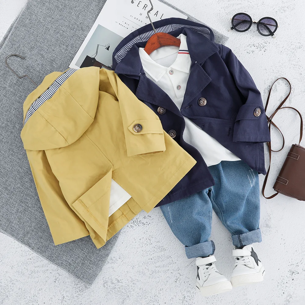 Модный повседневный костюм для мальчиков Новая Осенняя ветровка куртка +