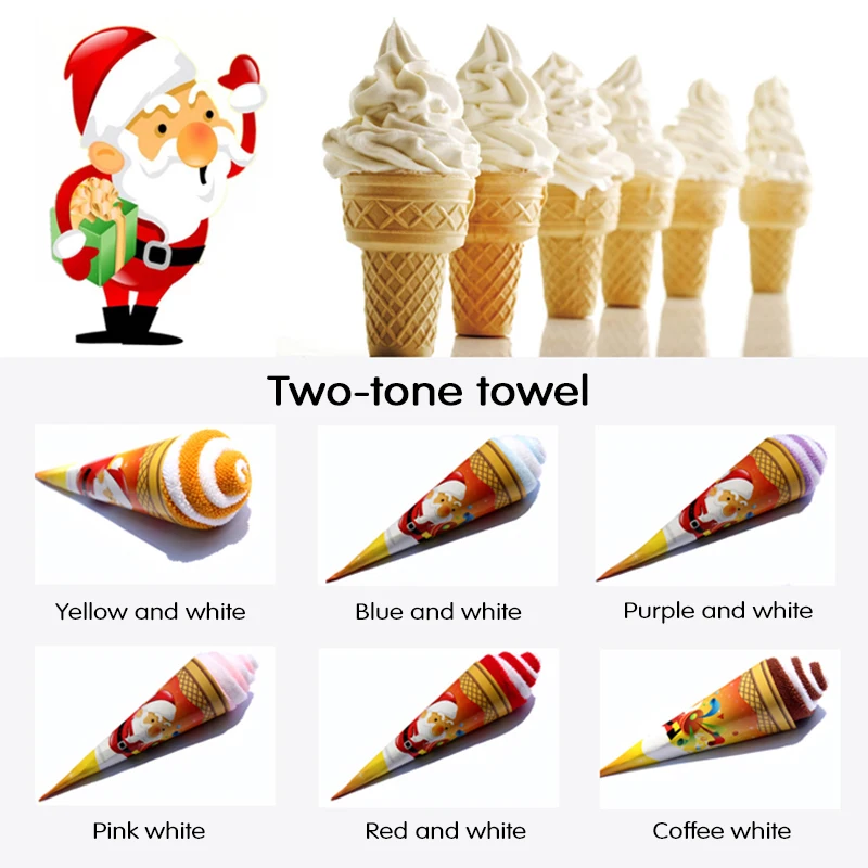 

1Pc Christmas Ice Cream Shape Towel Anta Claus Snowman Christmas Tree Cotton Super Soft Towel For Party Gift Wedding Decoration