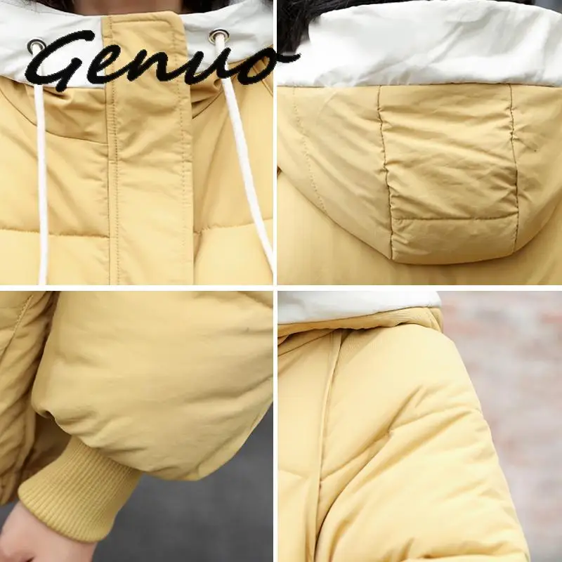 

Genuo New 2019 Winter Jacket Women High Quality Hooded Warm Thicken Padded Female Outwear Coat Short Parka Mujer Invierno